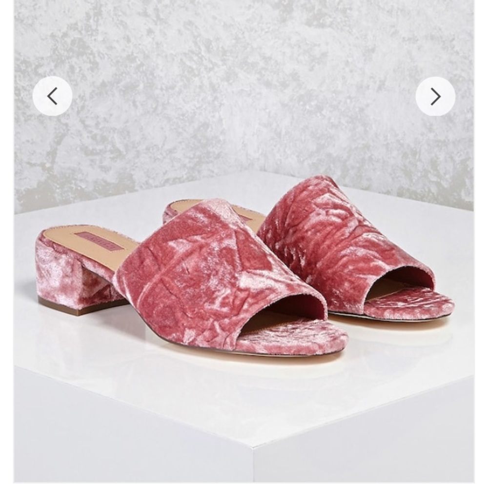 Crushed Rose Pink Velvet Mules